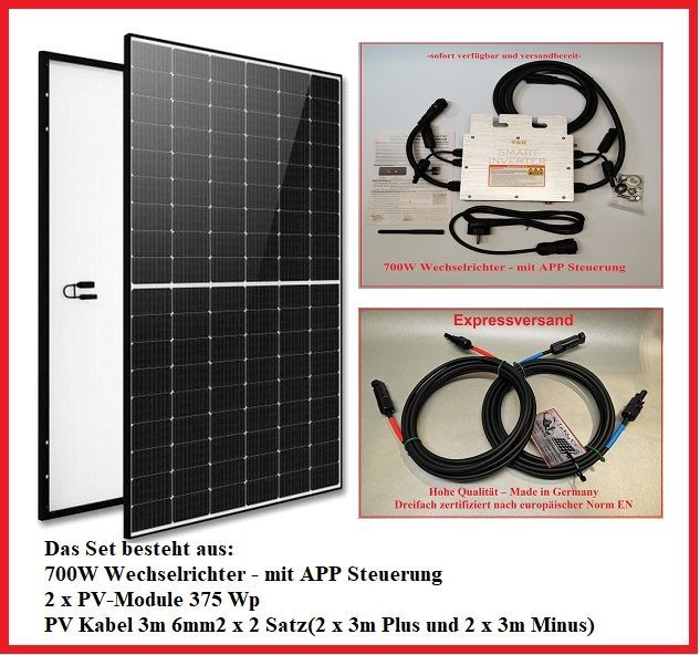 Balkonkraftwerk Set PV Modul Solar 700W MPP Mikro Inverter APP –
